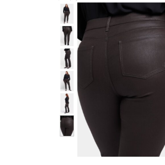 NEW NYDJ- Coated Marilyn Straight Leg Chocolate Brown High Raise Jeans Size 20W - Picture 3 of 3